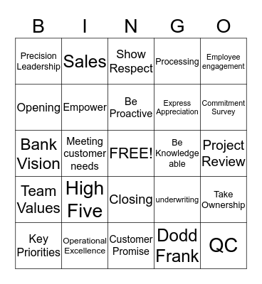 M&T Bingo Card