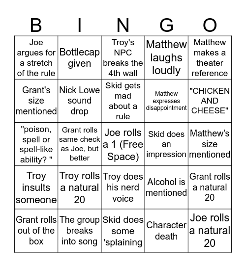 Glass Cannon Network BINGO Card