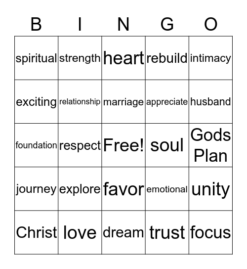 The Amazing Journey of Marriage Bingo Card