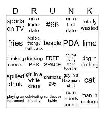 BOOZY BRIDAL BINGO  Bingo Card