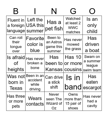 Untitled Bingo Card