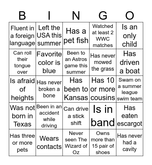 Untitled Bingo Card