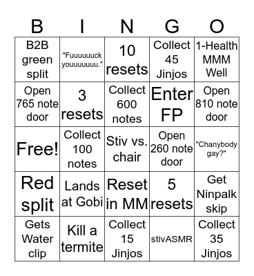 StivityBINGO! Bingo Card