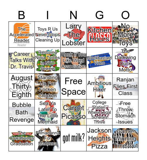 The Sidd Childhood Rotating Story Game Bingo Card