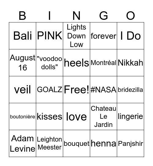 Nazaneen's Secret Bingo Card