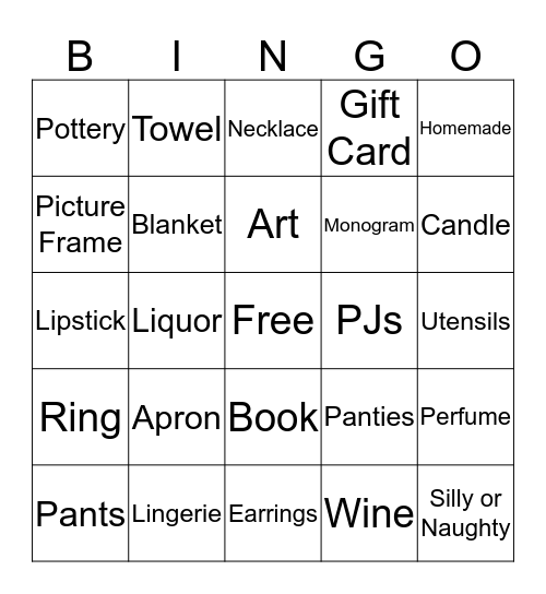 Bridal Shower Bingo Card