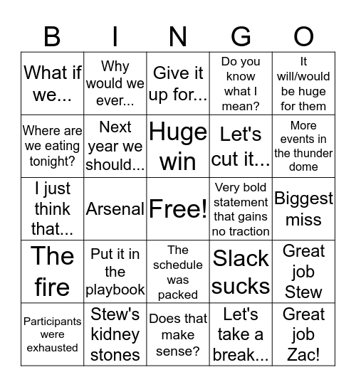 Kaleo Eval Buzzword Bingo Card