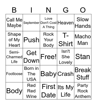 RNR Bingo Card