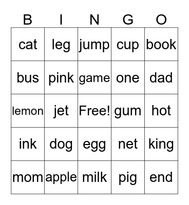 ABC Bingo Card