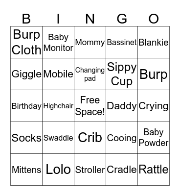 Baby Banta Bingo Card