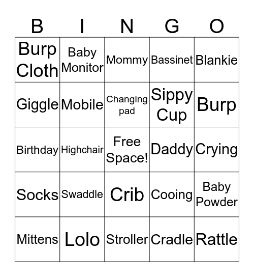 Baby Banta Bingo Card