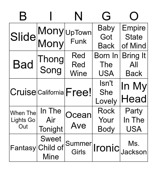 RNR Bingo Card