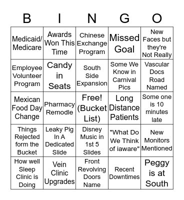 Team Member Meeting Bingo Card