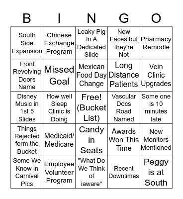 Team Member Meeting Bingo Card
