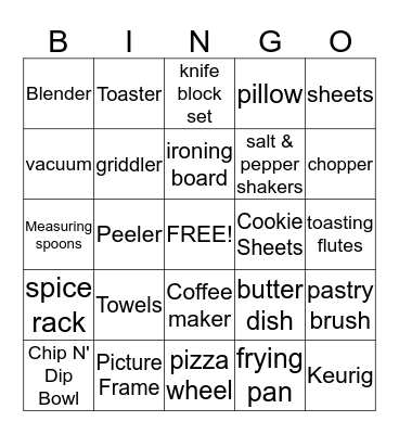 Jennifer's Bridal Shower Bingo Card