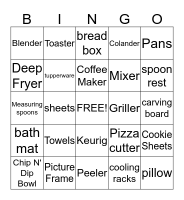 Jennifer's Bridal Shower Bingo Card
