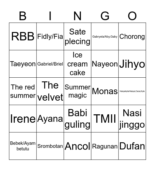 Bingo bareng Saturnous Bingo Card