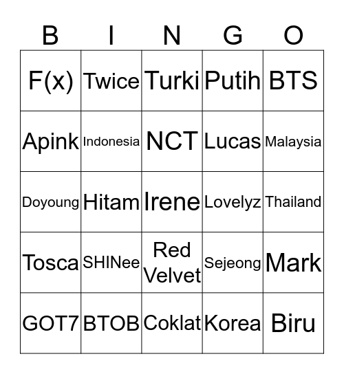 JOHNNY SUH Bingo Card
