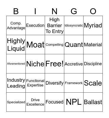 Quarterly Call Bingo Card