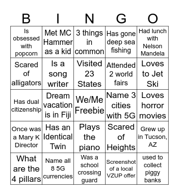 Connection Through Discovery Bingo Card