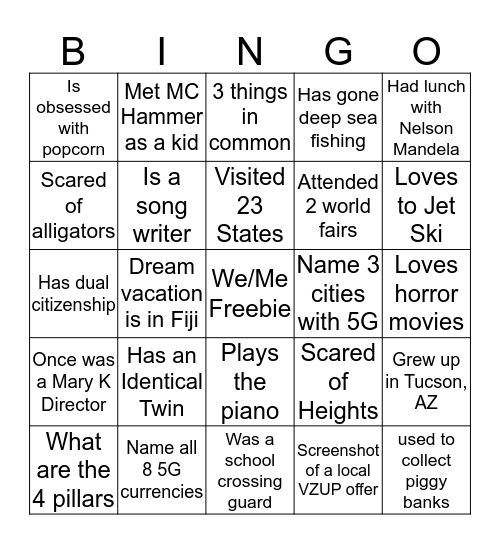 Connection Through Discovery Bingo Card