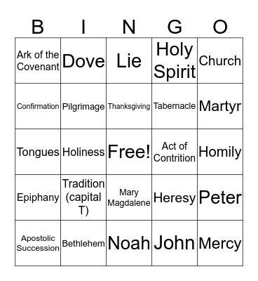 Catholic BINGO Card