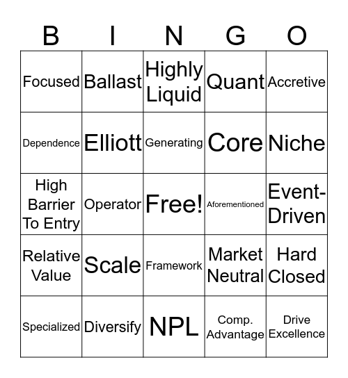 Quarterly Call Bingo Card