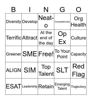 LLD Rally Bingo Card