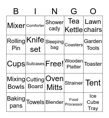 Haley's Bridal Shower BINGO Card