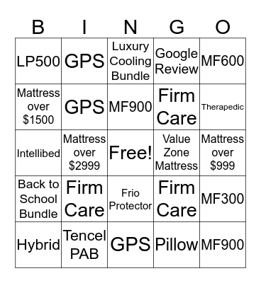 Flash Back Sale Bingo Card
