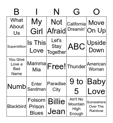 Music Bingo 10 Bingo Card
