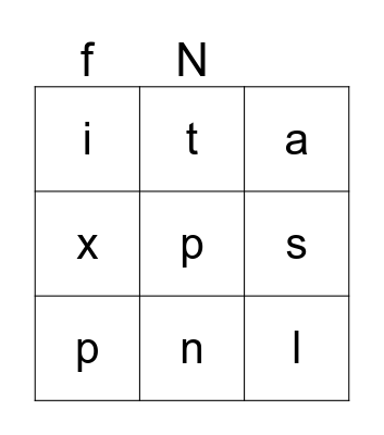 Sounds Group 1 Bingo Card