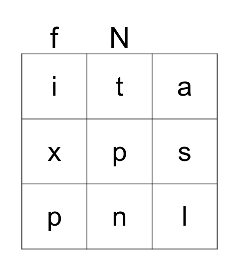 Sounds Group 1 Bingo Card