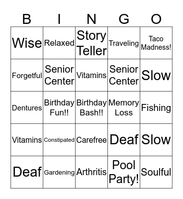 50th Birthday Bash Bingo Card