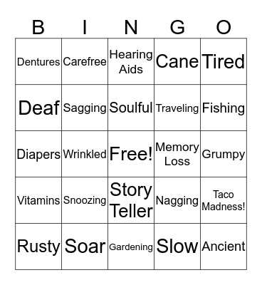 50th Birthday Party Bingo Card