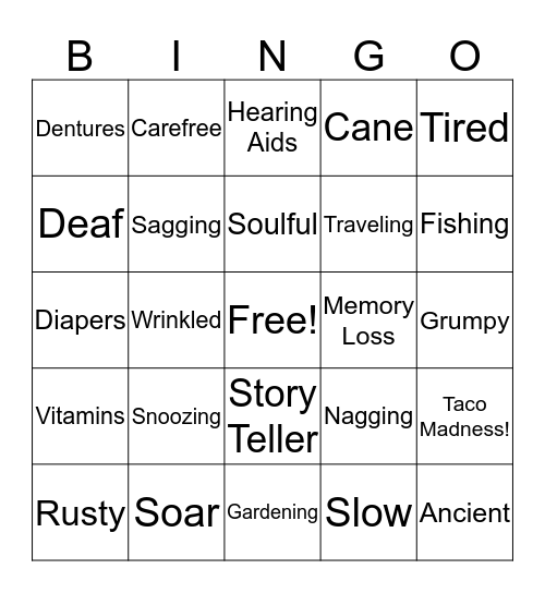 50th Birthday Party Bingo Card
