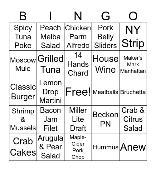 Server Bingo  Bingo Card