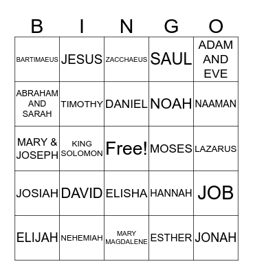 BIBLE HEROES Bingo Card