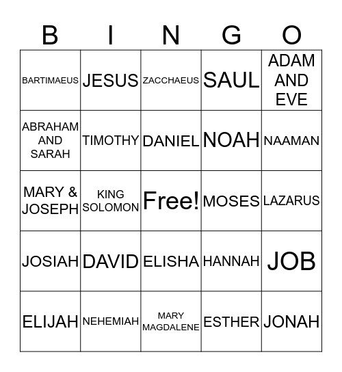 BIBLE HEROES Bingo Card