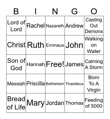 Bible Bingo Card