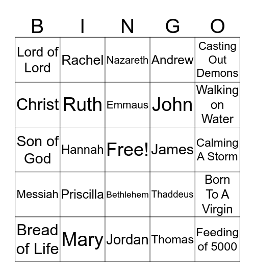 Bible Bingo Card