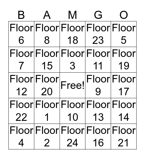 BAMGO Bingo Card