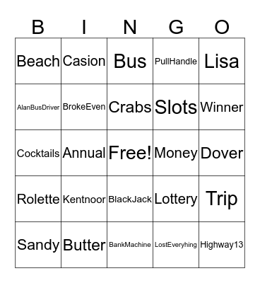 Bus Trip Bingo Card