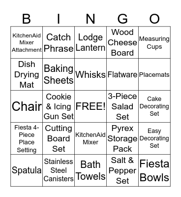 Bridal Shower Bingo Card