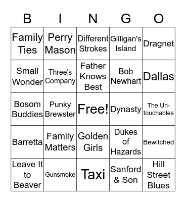TV Theme Songs (Ol Skool) Bingo Card