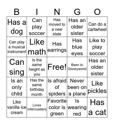 Find someone who.. Bingo Card