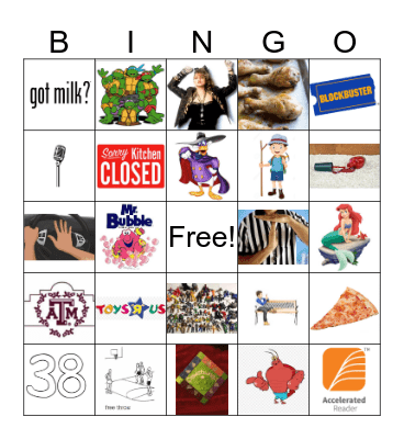 The Sidd Childhood Rotating Story Game Bingo Card