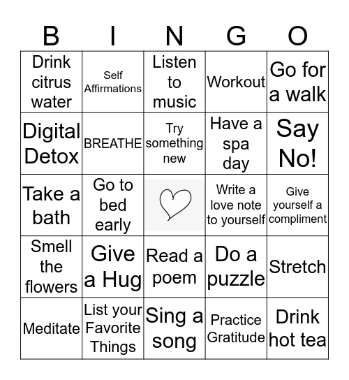 ME FIRST Bingo Card