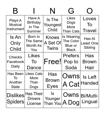 People BINGO Card