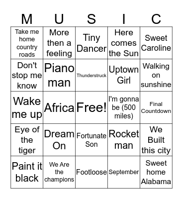 Classics Bingo Card
